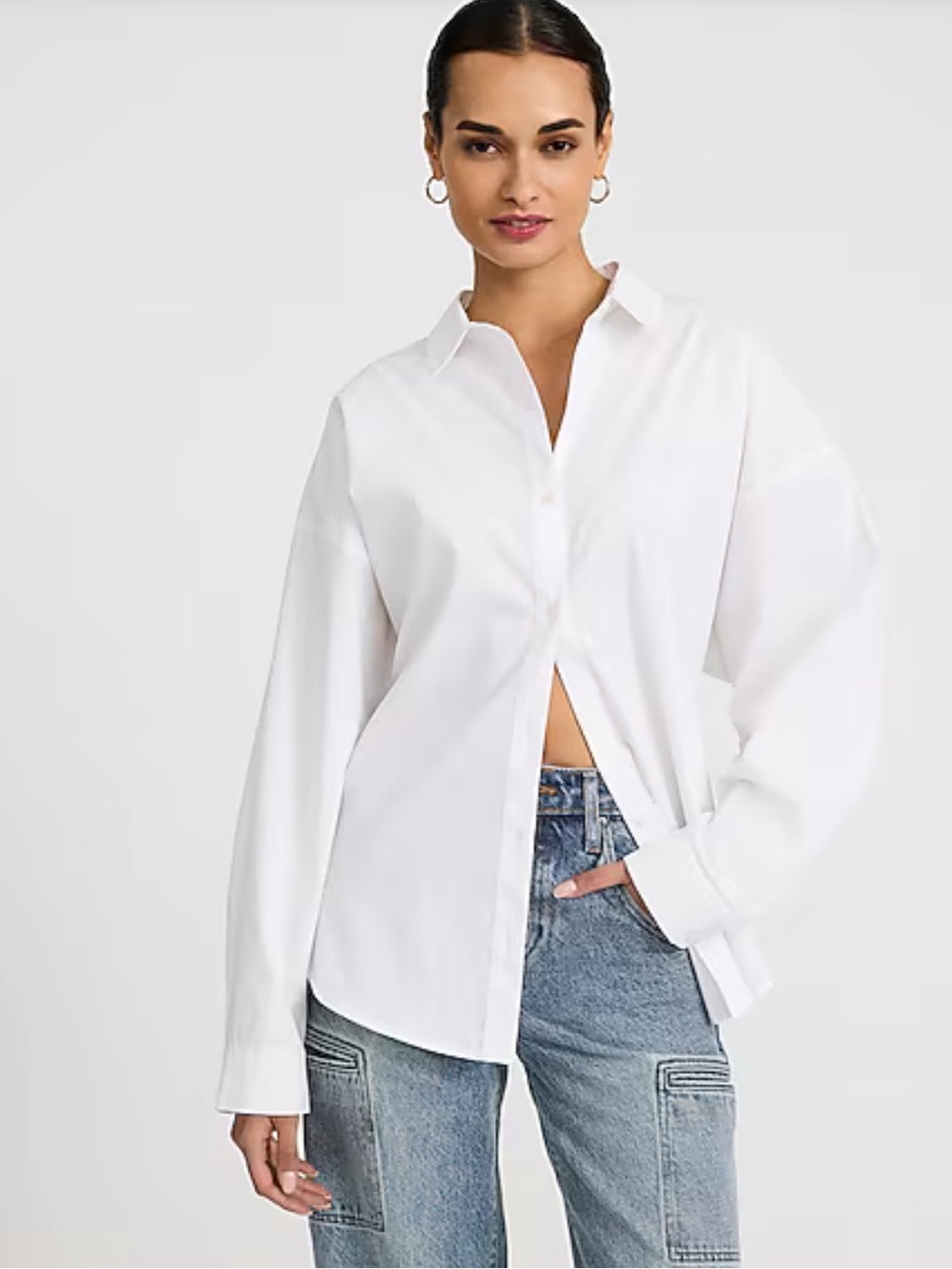 Express Boyfriend Classic White Button-Down Shirt - Women